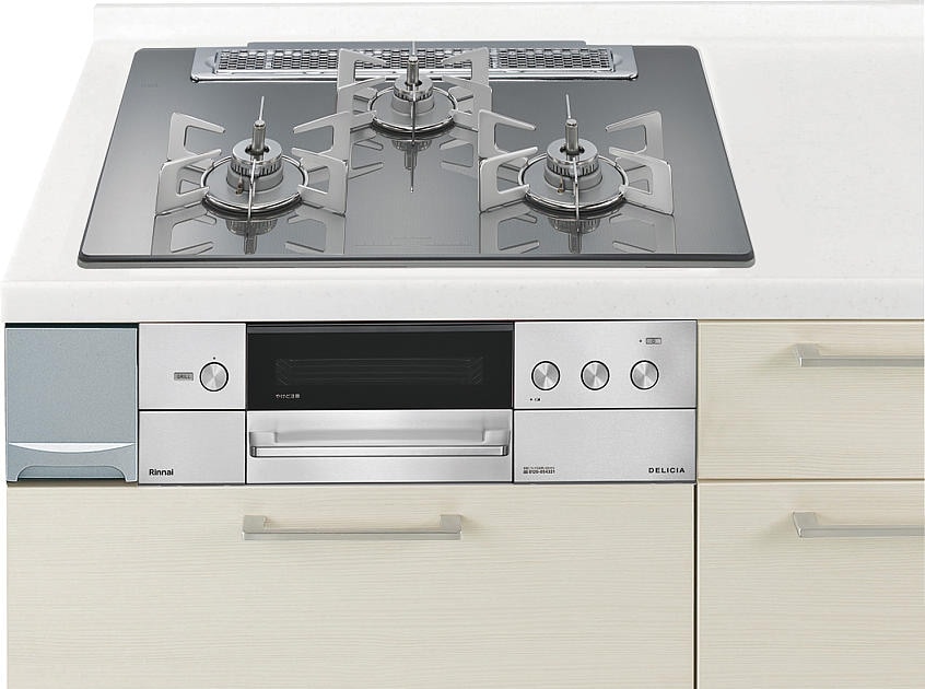 ガスコンロ  リンナイ製（Panasonic）JUASHW38R3　間口60cm　ガラストップ　両面焼きグリル　3口コンロ