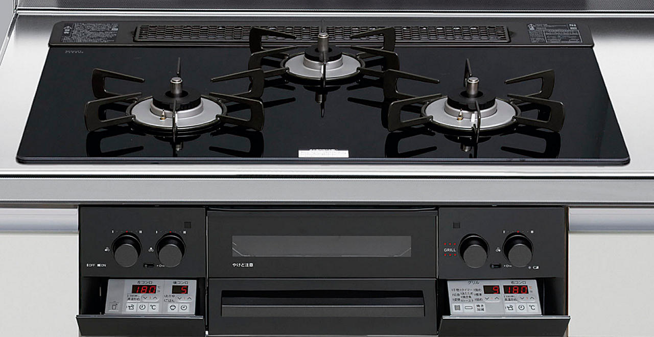 ガスコンロ リンナイ製（LIXIL） R3635J1W1K 間口60cm 3口コンロ