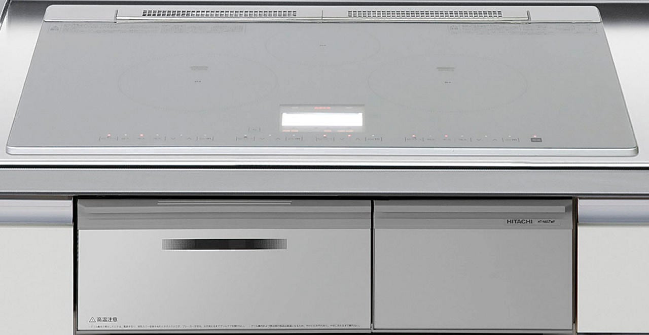 IHクッキングヒーター　日立製（LIXIL）　HT-N8STWFS　 間口75cm　シルバー　3口フルIH・スタンダードタイプ　無水両面焼グリル