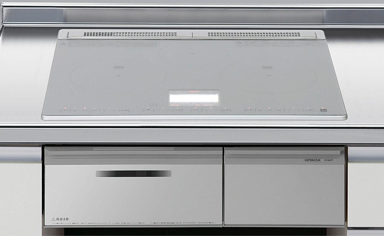 IHクッキングヒーター　日立製（LIXIL）　HT-N8KTFK　 間口60cm　ブラック　3口フルIH・スタンダードタイプ　無水両面焼グリル
