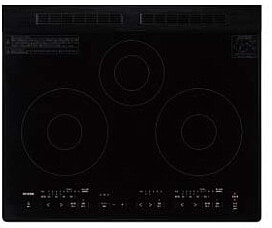 IHクッキングヒーター　アイリスオーヤマ製（WOODONE）UDII002-6N-NK　ブラック　間口60cm　グリルレス3口IH