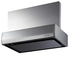 レンジフード　富士工業製(WOODONE) UDHF037-9N(L/R)-K　壁付けタイプ　スリムタイプ　ブラック　間口90cm 　上幕板付き