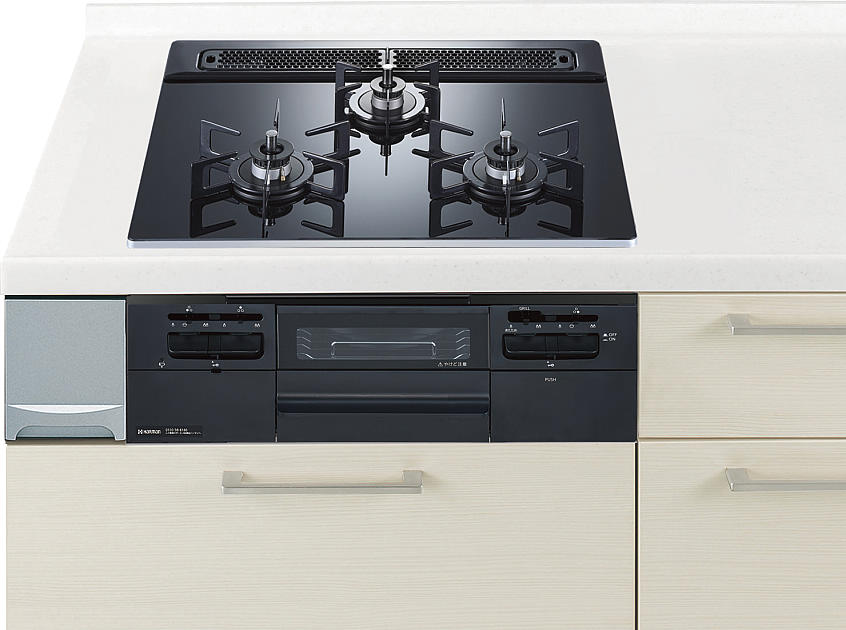 ガスコンロ  ハーマン製（Panasonic）LEEW32V6W　ガラストップ　両面焼きグリル　幅60cm