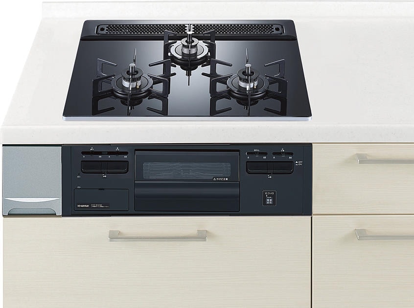 ガスコンロ  ハーマン製（Panasonic）LEEG32V3V　ガラストップ　片面焼きグリル　幅60cm