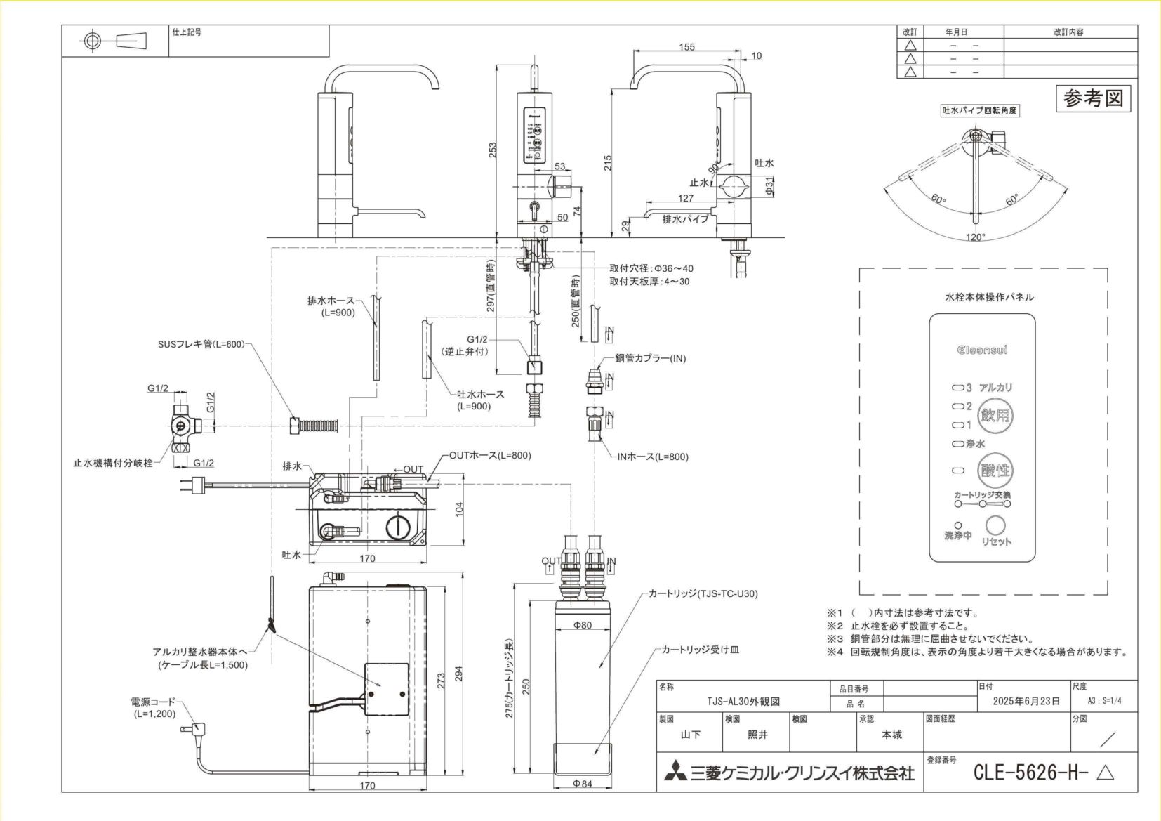 浄水器 一般地用 タカラスタンダード TJS-AL30 アルカリ整水器