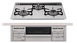 ガスコンロ　タカラスタンダード　TN72W60C　ハイパーガラスコート トッププレート　3口コンロ　ブラック　幅60cm