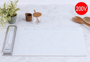 IHクッキングヒーター  三化工業製（三化工業）SIH-BH223BJW-W  ホワイト　2口IH 横置型（上面操作タイプ）200V 　