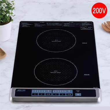 IHクッキングヒーター  三化工業製（三化工業）SIH-BH223BJL-B　ブラック　2口IH 縦置型（上面操作タイプ）200V