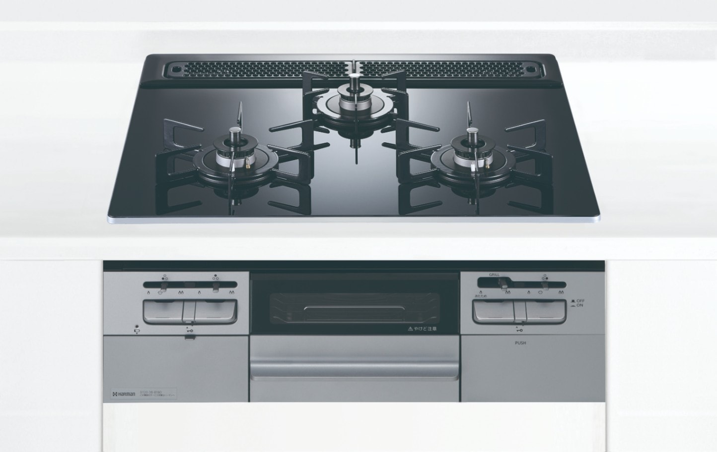 SALE　ガスコンロ  ハーマン製（HARMAN）DW32V6WTP1SV　fami （ファミ） 3口コンロ　ガラストップ　間口60cm