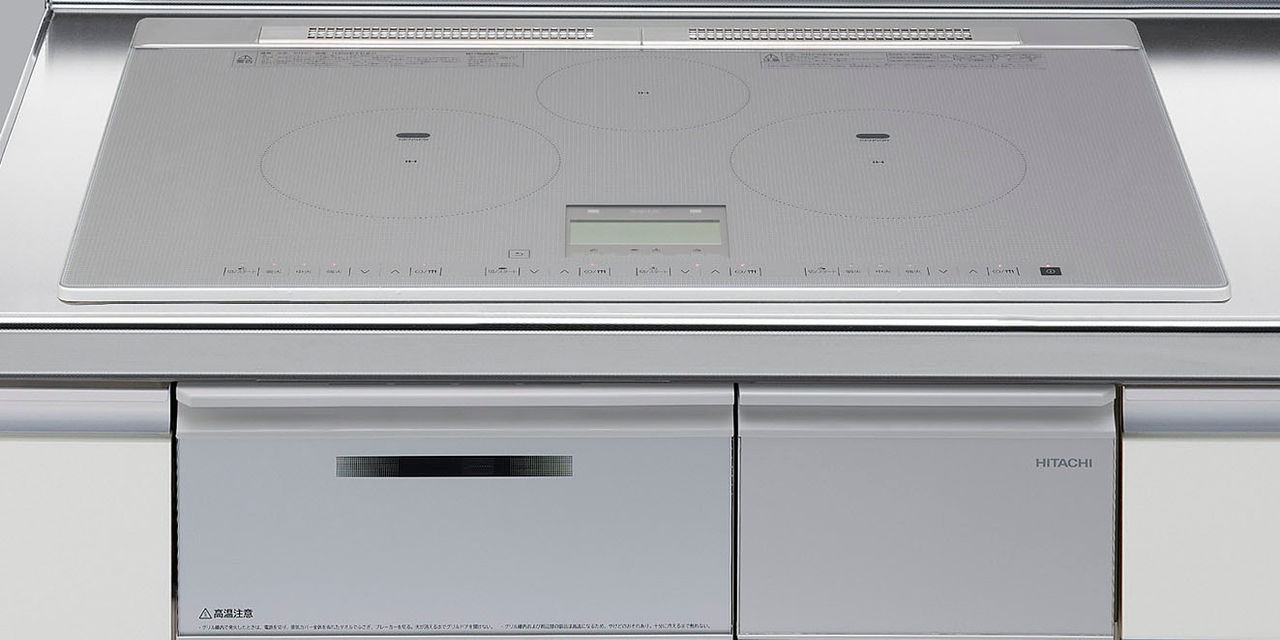 IHクッキングヒーター　日立製（LIXIL）　HT-N8AKTWFK　 間口75cm　ブラック　3口フルIH・スタンダードタイプ　無水両面焼グリル