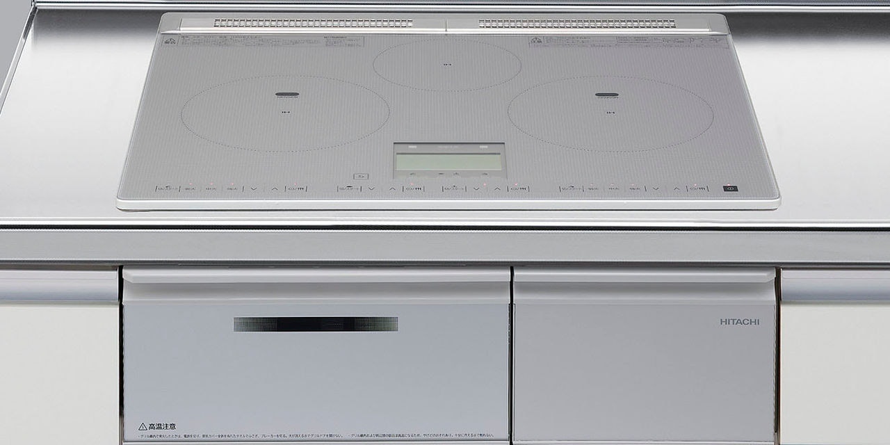 IHクッキングヒーター　日立製（LIXIL）　HT-N8AKTFK　 間口60cm　ブラック　3口フルIH・スタンダードタイプ　無水両面焼グリル