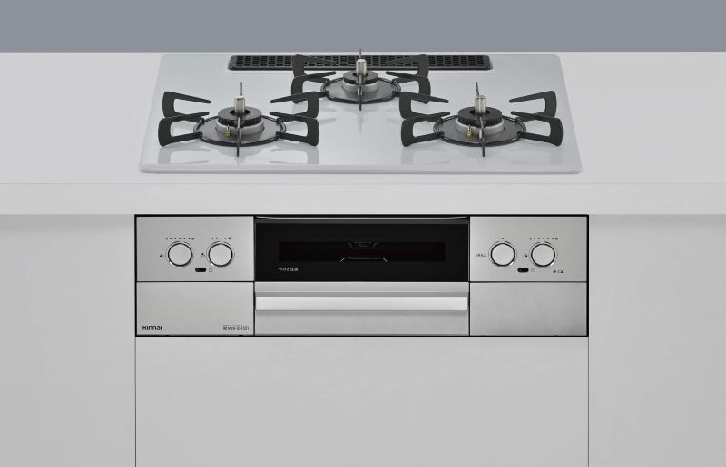 ガスコンロ  リンナイ製（Rinnai）RS32W44C51DVW　MYTONE　プレミアムガラスコート　間口60cm　スムースシルバー　オーブン接続非対応