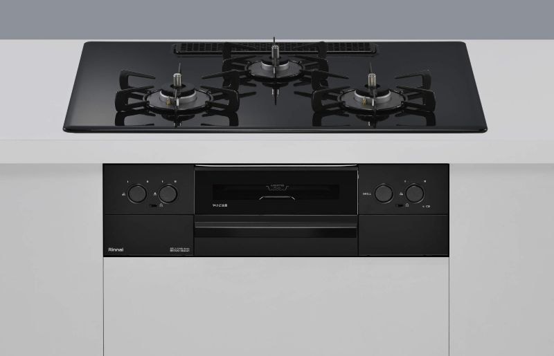 ガスコンロ  リンナイ製（Rinnai）	RS72W44C39DBW　MYTONE　プレミアムガラスコート　間口75cm　フラットブラック　オーブン接続非対応