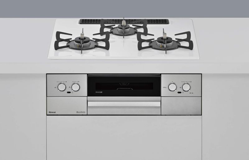 ガスコンロ  リンナイ製（Rinnai）	RS32W44C48DVW　MYTONE　プレミアムガラスコート　間口60cm　ミストホワイト　オーブン接続非対応