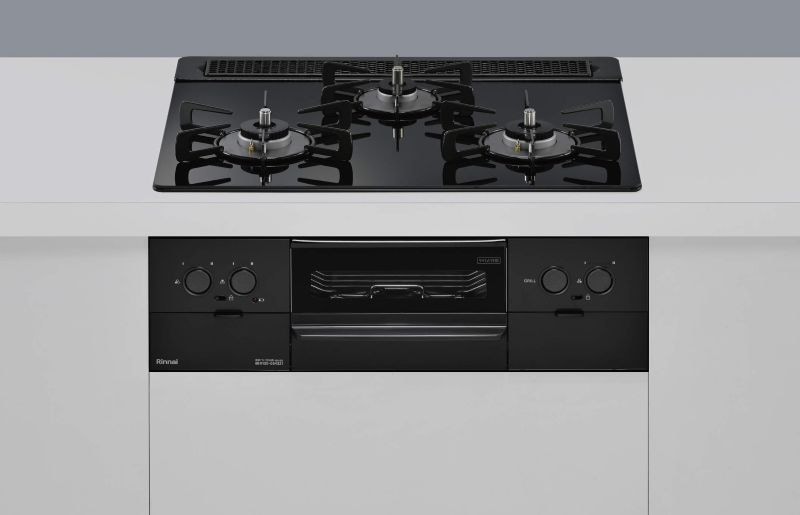 ガスコンロ  リンナイ製（Rinnai）RS31W45T1DBW　Superia　ガラストップ　間口60cm　シアーブラック　オーブン接続対応