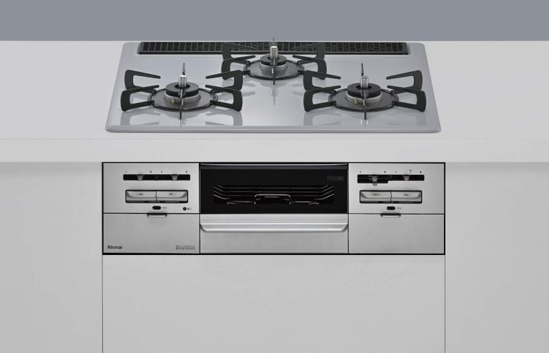ガスコンロ  リンナイ製（Rinnai）RS31W46C52RVW　SENCE　プレミアムガラスコート　水無し両面焼グリルタイプ　間口60cm　フラットグレー