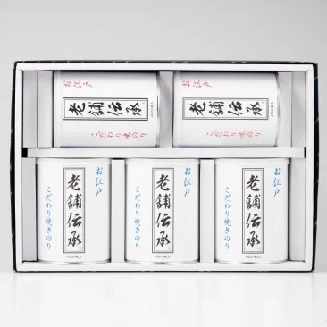 老舗伝承５本入セット　こだわりの焼きのり（板海苔10枚4切40枚）×5缶