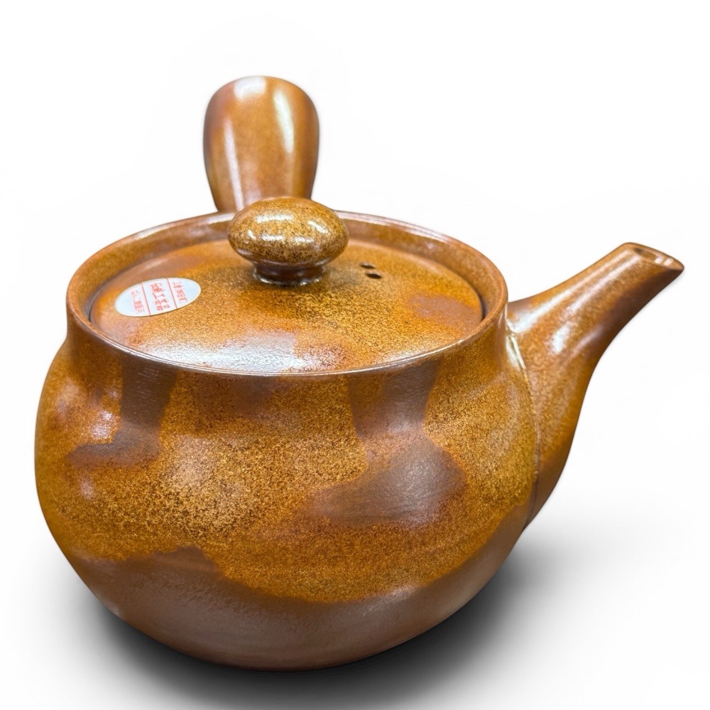庄造作萬古焼朱泥金彩色絵草花文急須 煎茶道具 万古焼 ゴールド急須