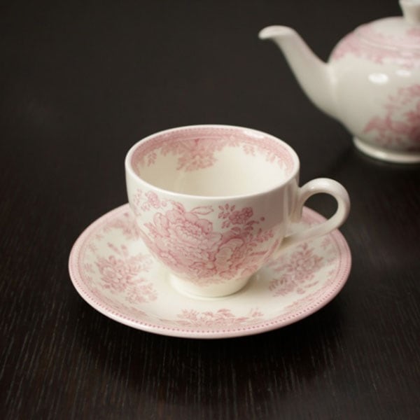 バーレイ】ピンクアジアティックフェザンツ カップ&ソーサー BURLEIGH