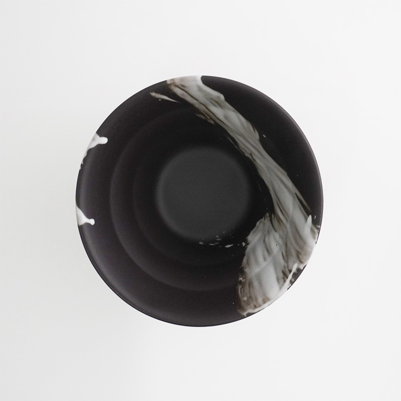 円 黒釉白刷毛 5.0丼 画像1