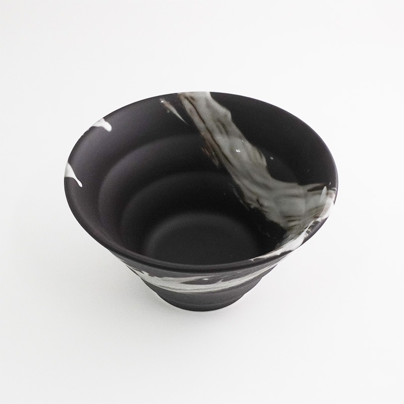 円 黒釉白刷毛 5.0丼 画像2