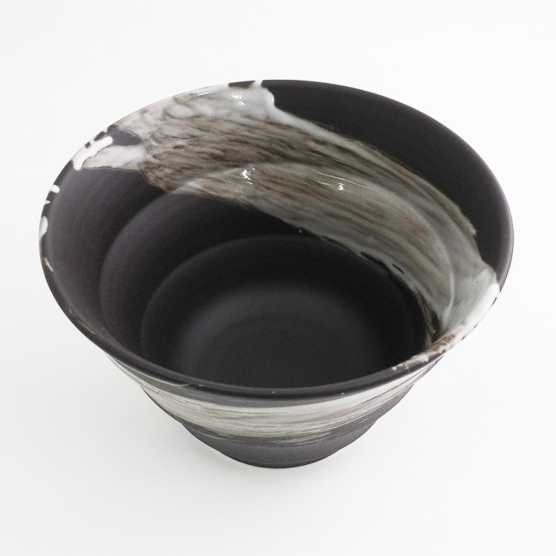 円 黒釉白刷毛 6.0丼 画像2