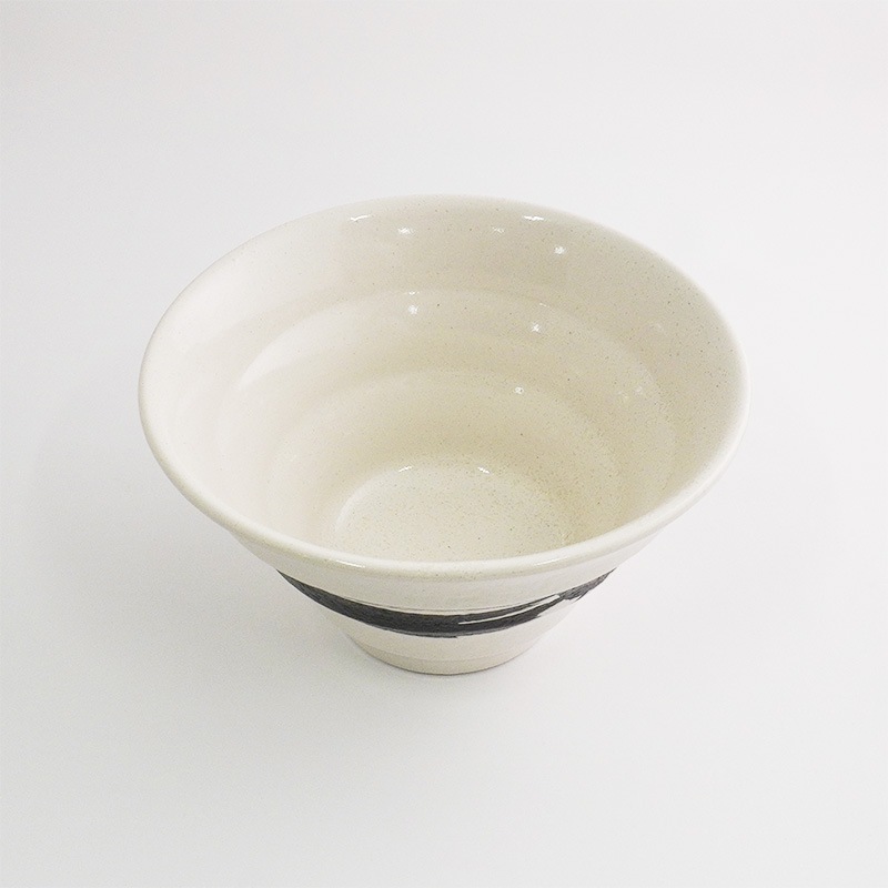 円 白釉黒刷毛 5.0丼 画像2