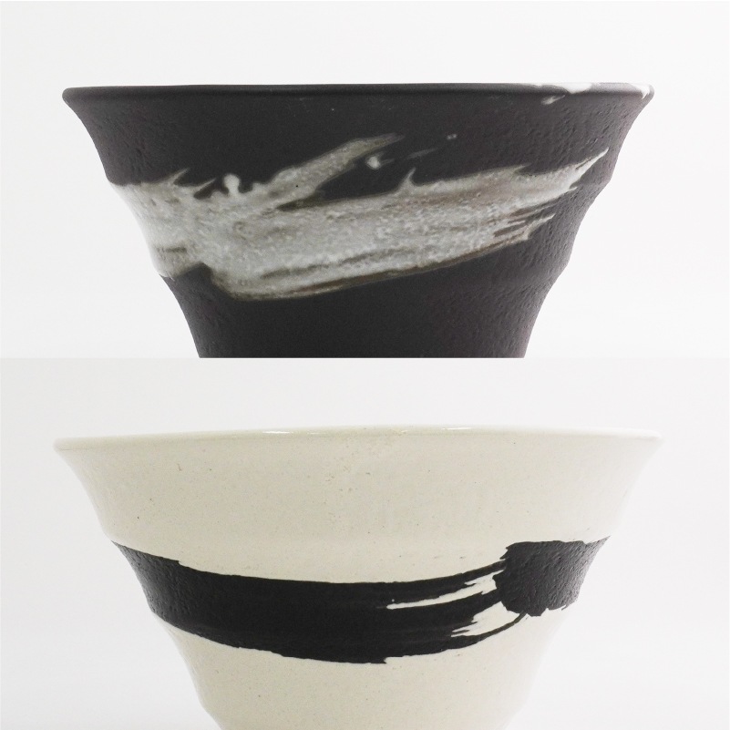 円 白釉黒刷毛 5.0丼 画像7