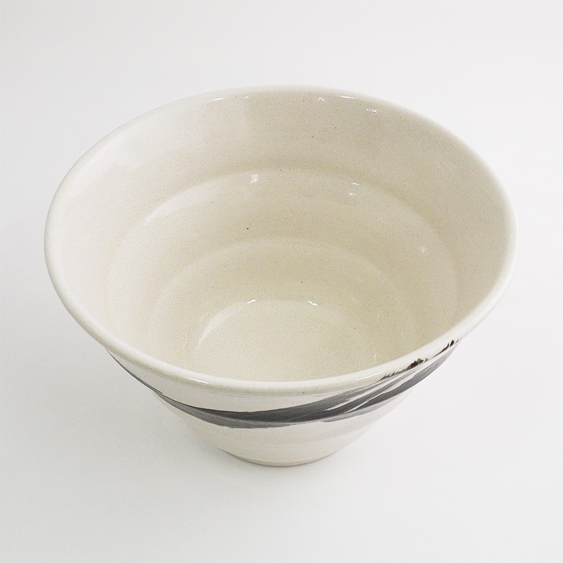 円 白釉黒刷毛 6.0丼 画像2