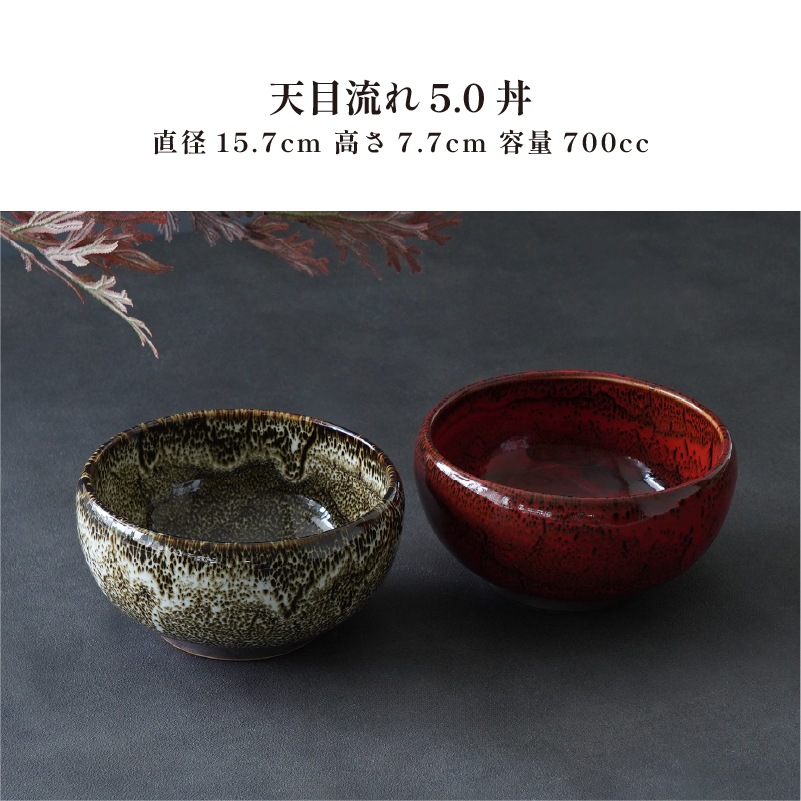 円 天目流れ5.0丼 白 画像4