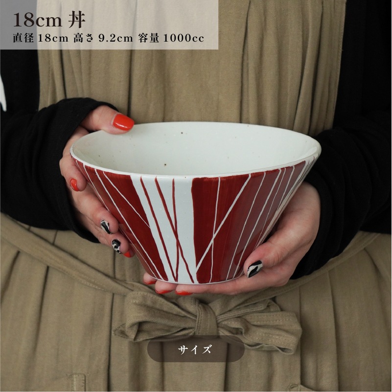 円 赤絵乱とくさ丼18cm 画像5