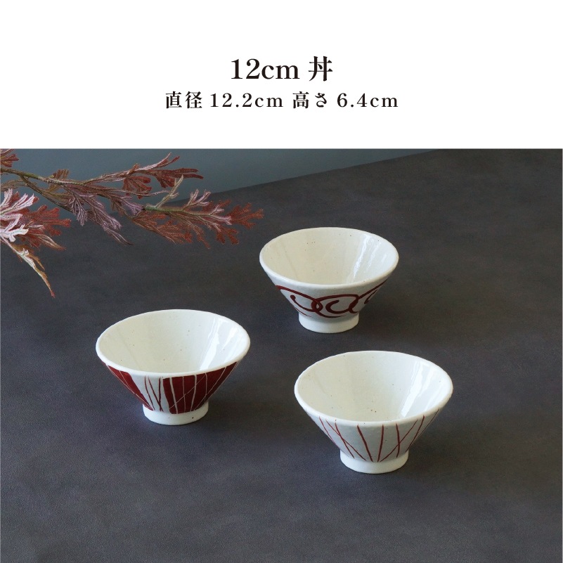円 赤絵乱とくさ丼12cm 画像4