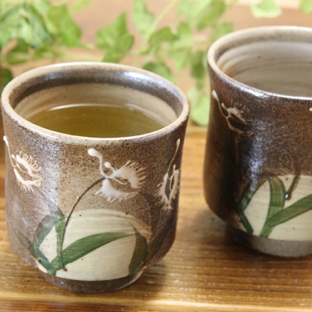 【益子焼】シンプルさぎ草のお湯のみ