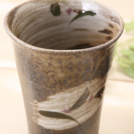 【益子焼】刷毛目つゆ草のフリーカップ【単品1個】