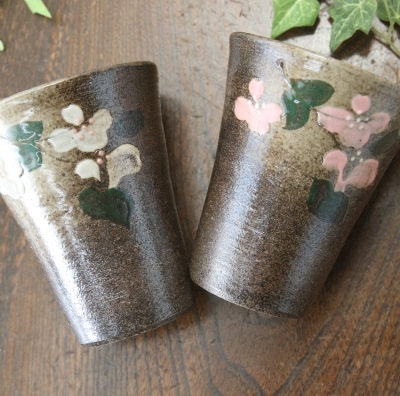 【益子焼】フリーカップ サイズ中 【花水木模様・単品1個】
