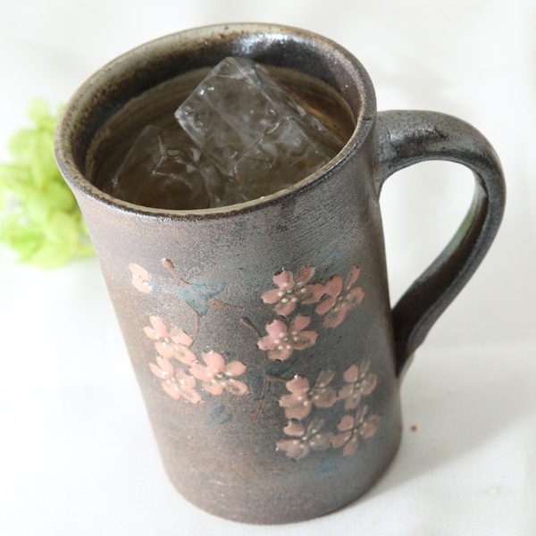 【益子焼】ビールジョッキ 炭化焼シリーズ さくら桜 【単品1個】