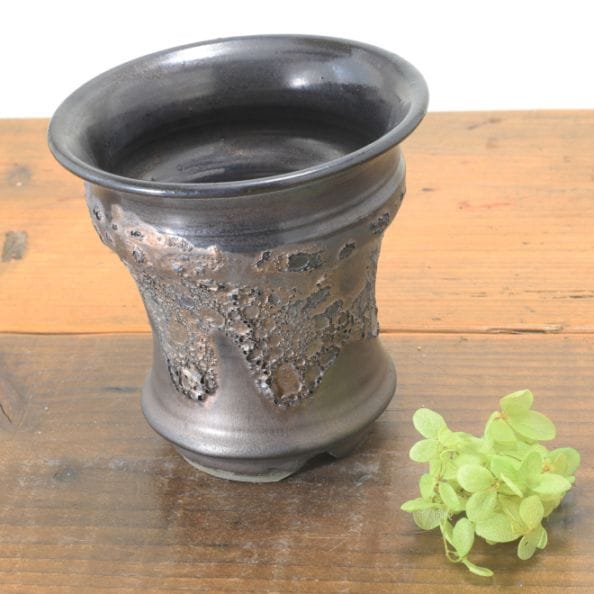 【益子焼】 4.1号鉢 高さ約12.5cm 植木鉢 陶器鉢 塊根植物 アガベ サボテン コーデックス 【釉美シリーズ】 作家 陶芸家 横山雄一作 一点物