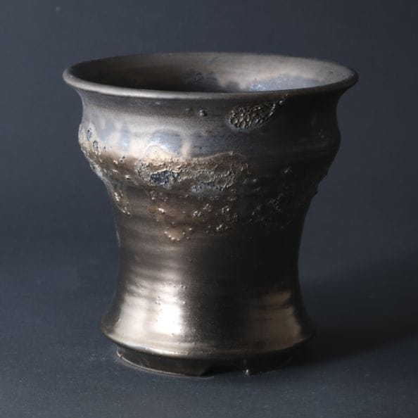 【益子焼】 4.3号鉢 高さ約13cm 植木鉢 陶器鉢 塊根植物 アガベ サボテン コーデックス 【銀河鉢金メタリックシリーズ】 作家 陶芸家 横山雄一作