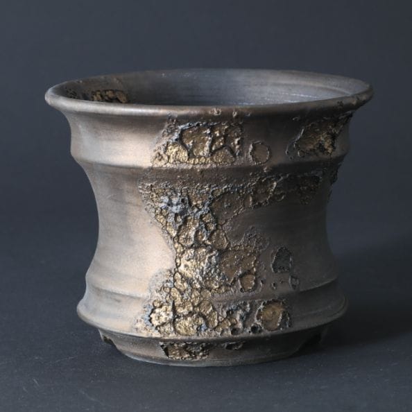 【益子焼】 4号鉢 高さ約9.5cm 植木鉢 陶器鉢 塊根植物 アガベ サボテン コーデックス 【銀河鉢シリーズ】 作家 陶芸家 横山雄一作 一点物