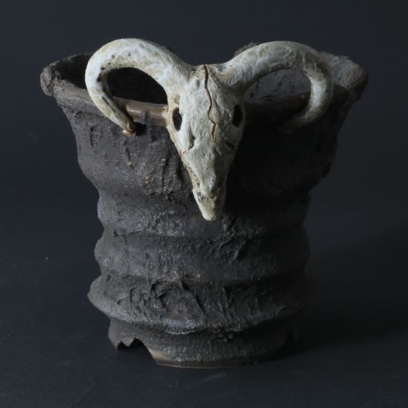 【2026年3月14日午前10時販売スタート】4.6号鉢 高さ約12cm 植木鉢 陶器鉢 塊根植物 アガベ サボテン コーデックス 【GOAT鉢シリーズ】 作家 陶芸家 横山貴史作 一点物