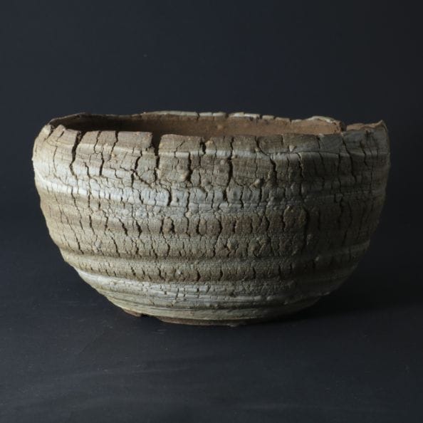 6.6号鉢 高さ約11cm 植木鉢 陶器鉢 塊根植物 アガベ サボテン コーデックス 【炸裂紋鉢 大地の鼓動】 作家 陶芸家 横山雄一作 一点物