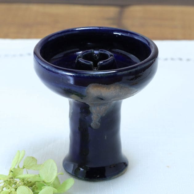 陶器 シーシャ・ハガル ハガー （ボウル クレイトップ トップ ヘッド）全体ルリ色＆ブロンズ系の流しがけ 作家 陶芸家 横山雄一作 一点物