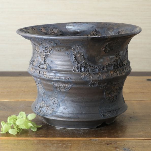 益子焼｜▽植木鉢,黒金銀河鉢シリーズ | 益子焼 通販【益子焼窯元