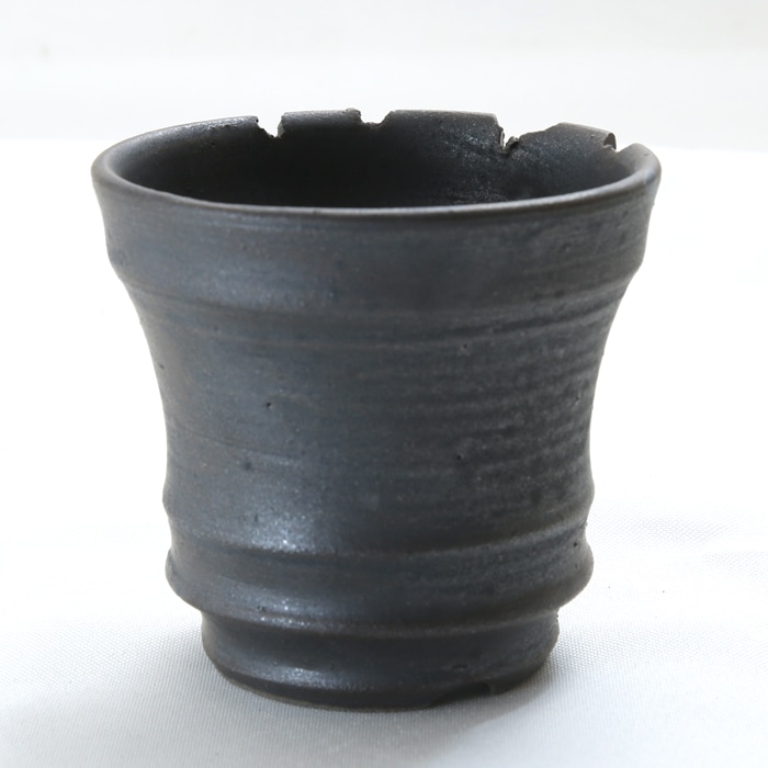 【益子焼】 3.1号鉢 植木鉢 陶器鉢 塊根植物 アガベ サボテン 【彫刻深山金鉢・Black＆Gold】 高さ9cm 作家 陶芸家 横山雄一作