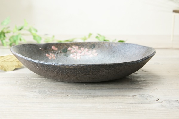 【益子焼】小カレーにもぴったり☆たたら楕円の中深プレート【さくら・単品１枚】