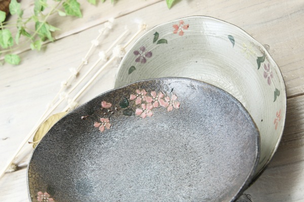 【益子焼】小カレーにもぴったり☆たたら楕円の中深プレート【さくら・単品1枚】