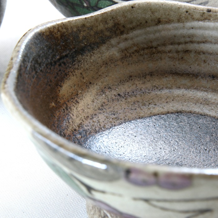 【益子焼】夫婦湯呑 夫婦茶碗セット こだわりの両面絵付け布目ぶどうシリーズ【夫婦ご飯茶碗大小２個組・夫婦湯呑み大小２個組の合計４点セット】