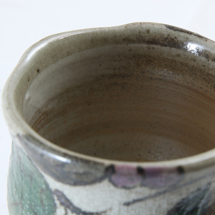 【益子焼】夫婦湯呑 夫婦茶碗セット こだわりの両面絵付け布目ぶどうシリーズ【夫婦ご飯茶碗大小２個組・夫婦湯呑み大小２個組の合計４点セット】