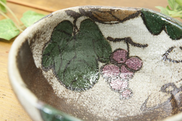【益子焼】両面布目！やや大きめ布目ぶどうのミニボウルNEW【単品１個】