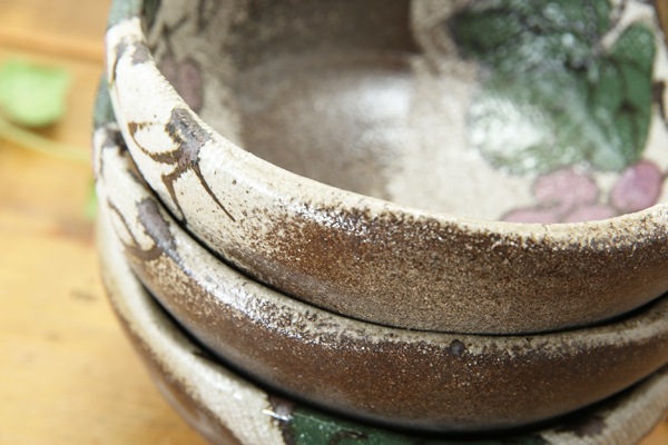 【益子焼】両面布目！やや大きめ布目ぶどうのミニボウルNEW【単品１個】